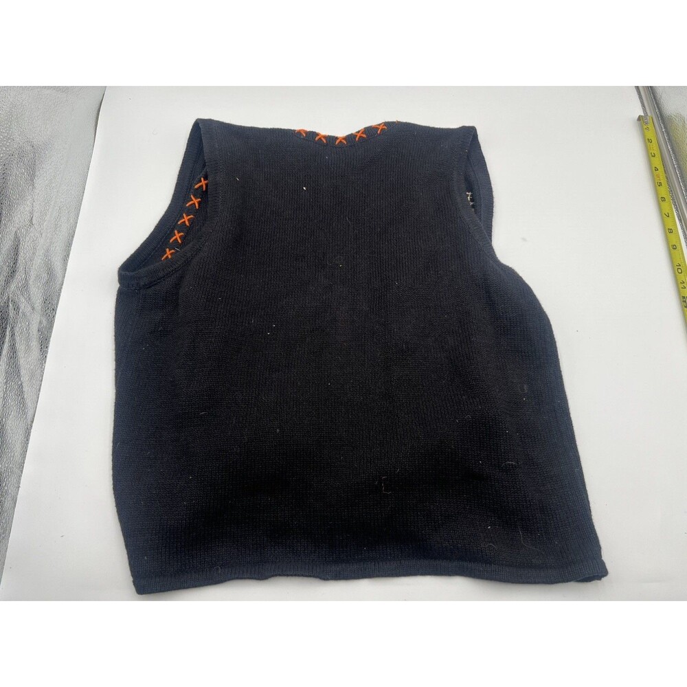 Vintage 90s Basic Editions embroidered Halloween Knit Sweater Vest Grannycore L - Picture 2 of 11